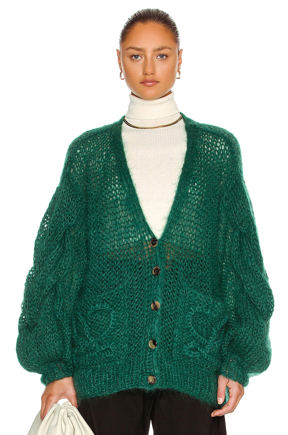 Image 1 of Loewe Mohair Cardigan in Forest Green