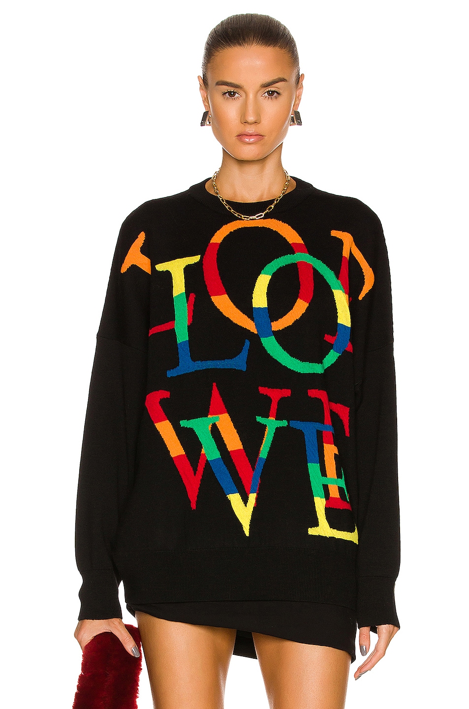Image 1 of Loewe Love Sweater in Black & Multicolor
