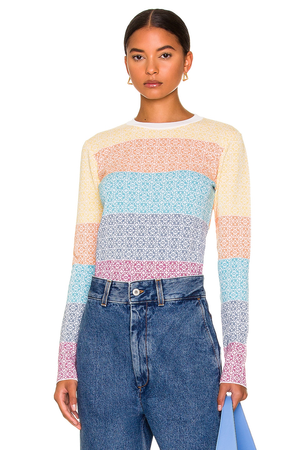 Loewe Anagram Jacquard Sweater in Multicolor & Ecru | FWRD