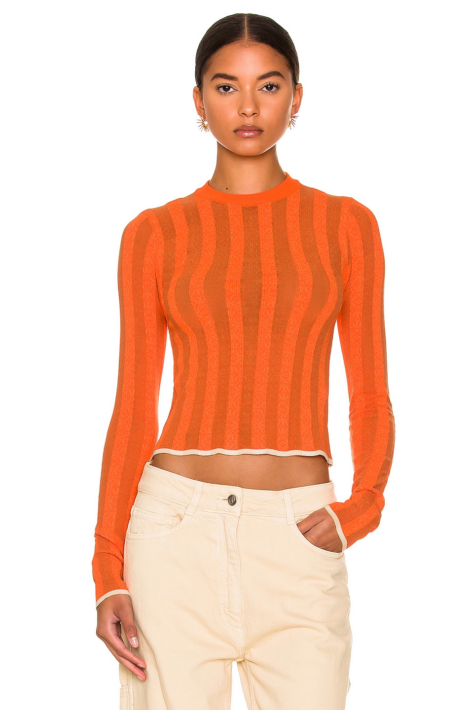 Image 1 of Loewe Anagram Devore Sweater in Orange