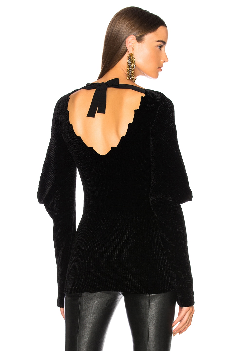 Image 1 of Loewe Velvet V Neck Sweater in Black