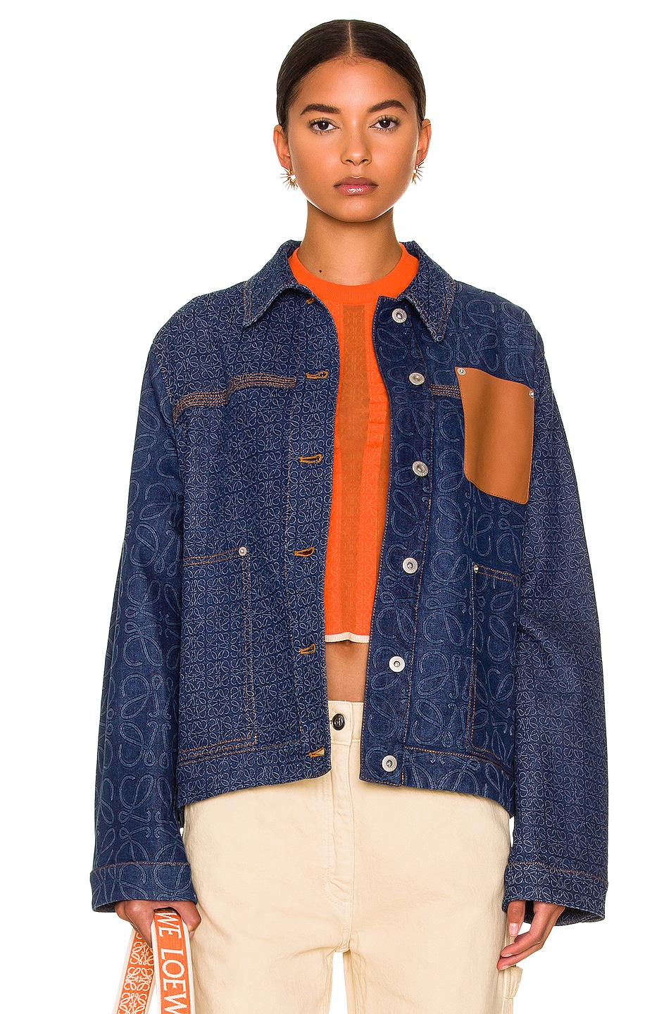 Image 1 of Loewe Anagram Workwear Denim Jacket in Blue