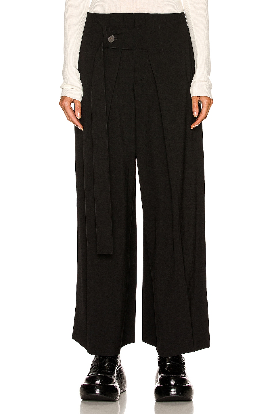 Loewe Cropped Belted Pant in Black | FWRD