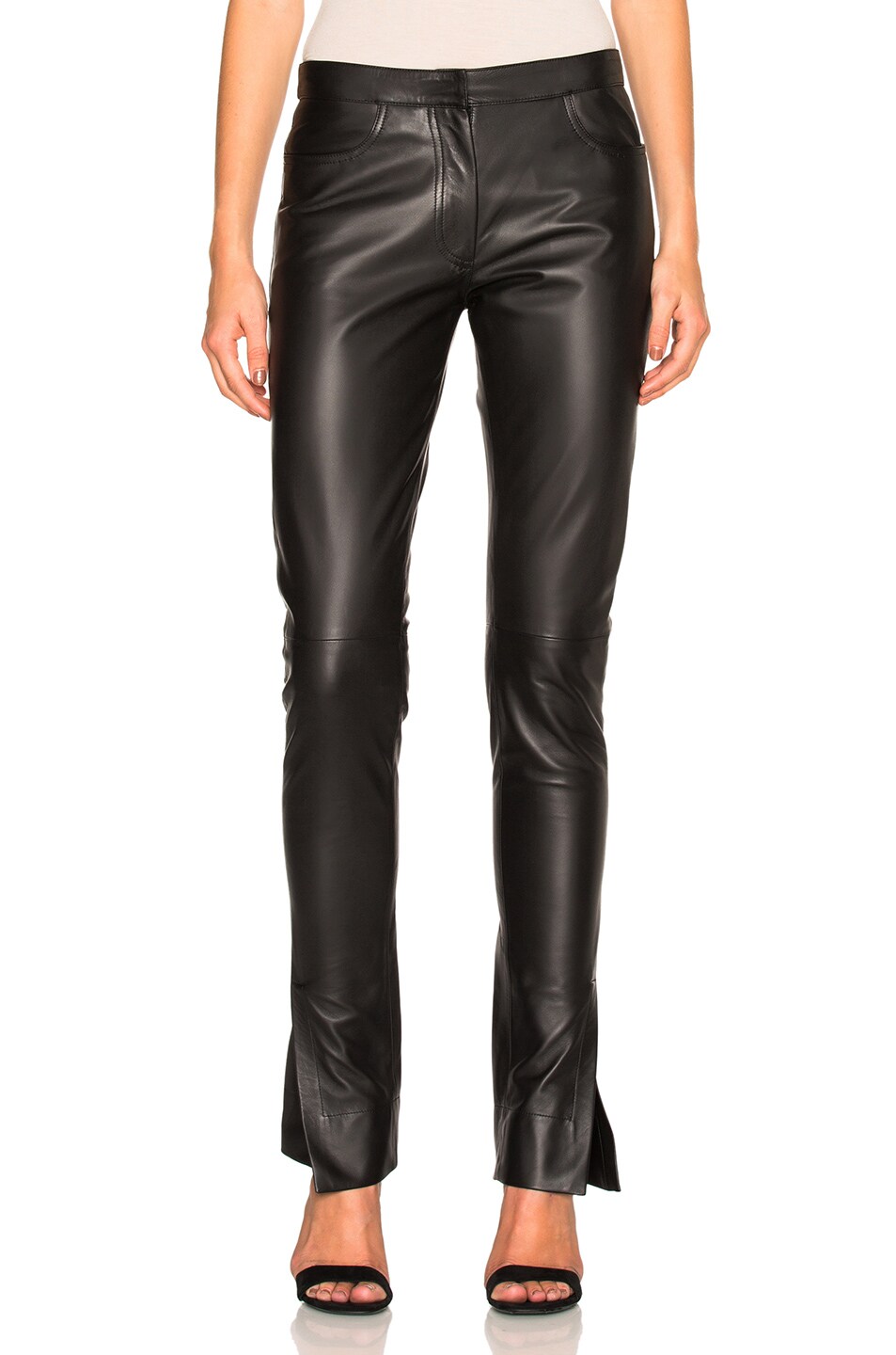 Image 1 of Loewe Leather Trousers in Black
