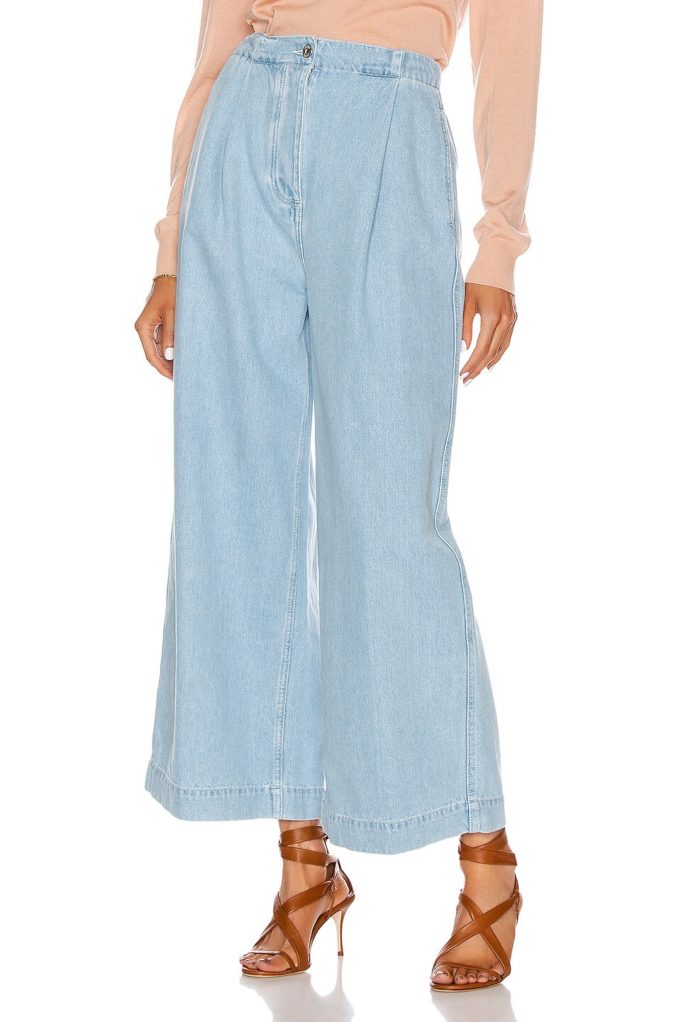 Image 1 of Loewe Drawstring Cropped Trousers in Light Blue