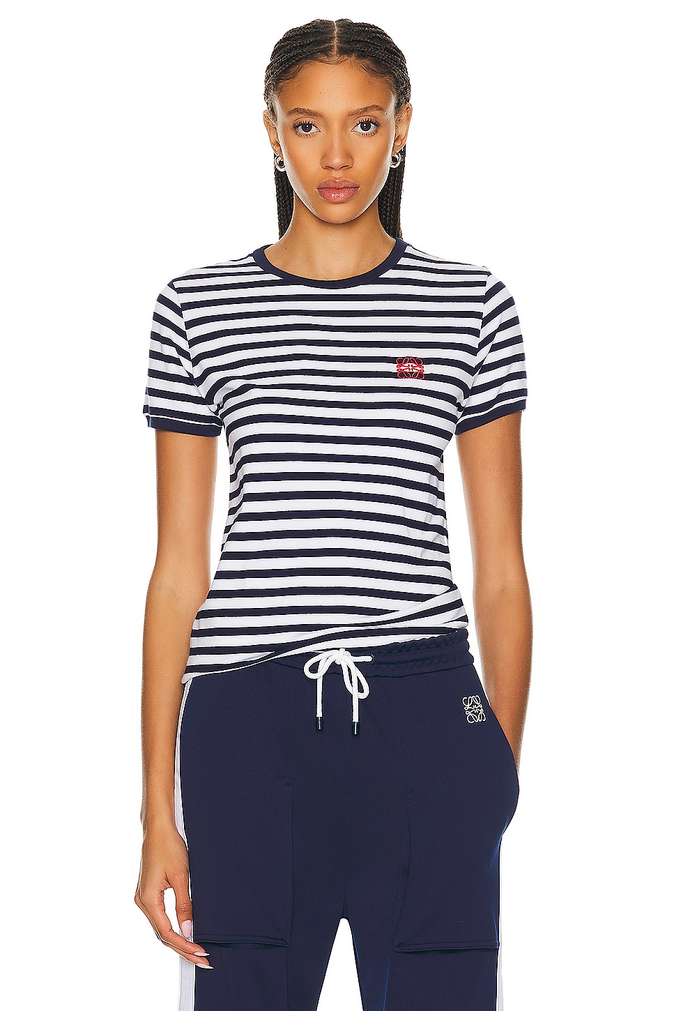 Image 1 of Loewe Slim Fit T-shirt in White & Navy