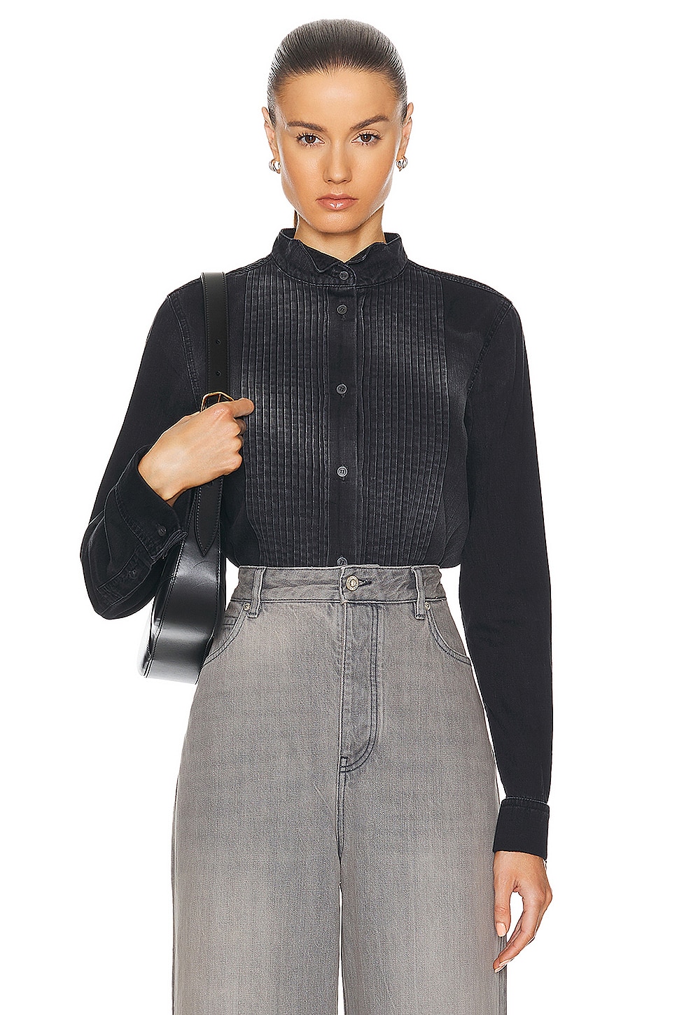 Image 1 of Loewe Pleated Shirt in Washed Black