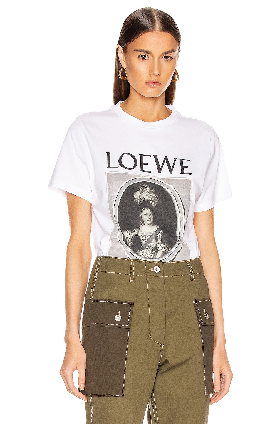 Image 1 of Loewe Portrait T-Shirt in White & Brown