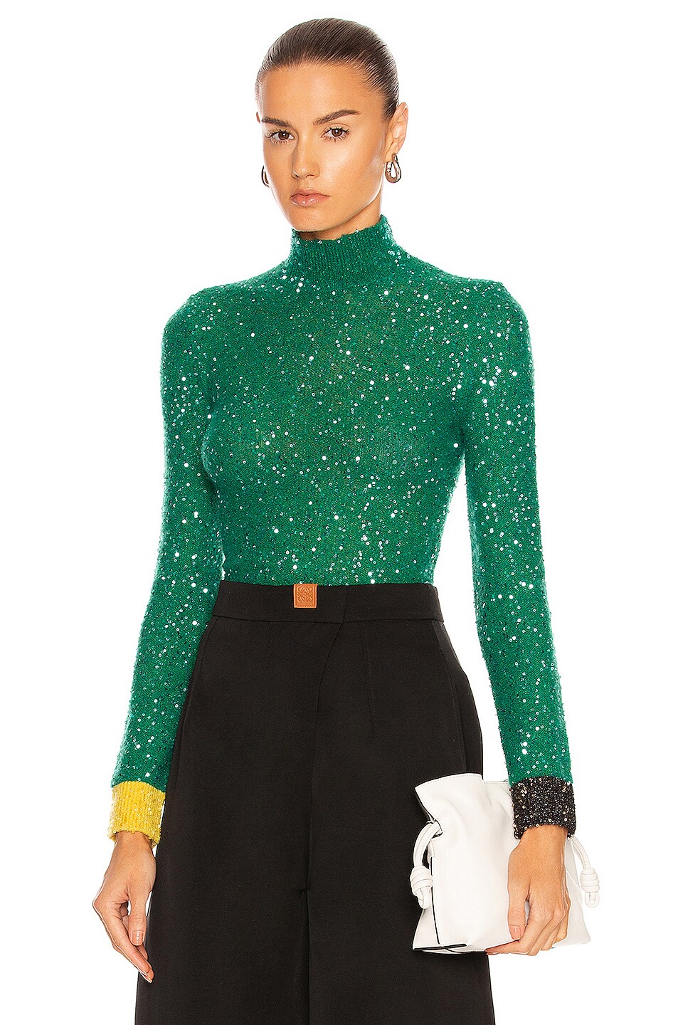 Image 1 of Loewe Sequin Knit Top in Emerald Green
