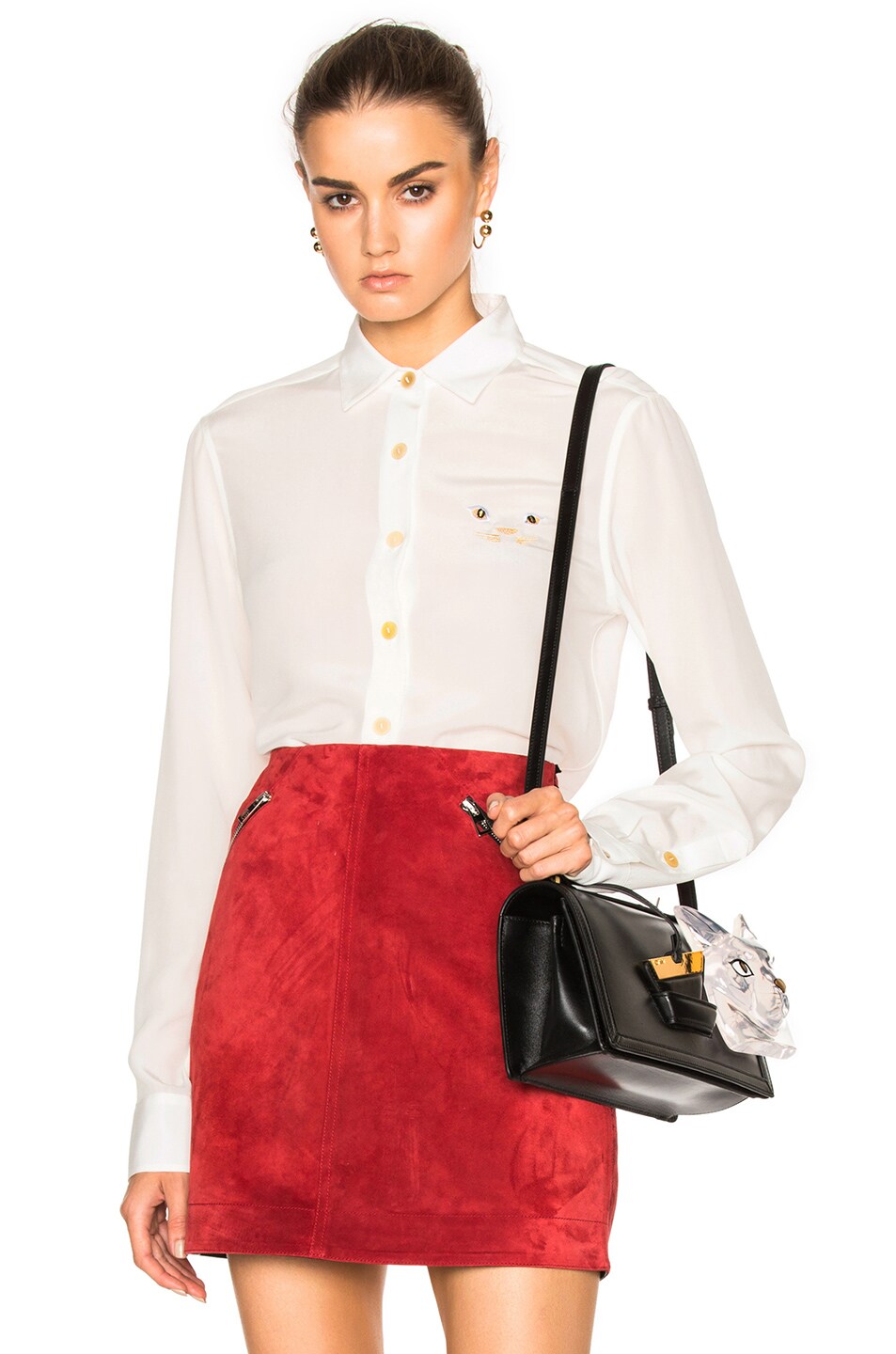 Image 1 of Loewe Cat Embroidery Top in White