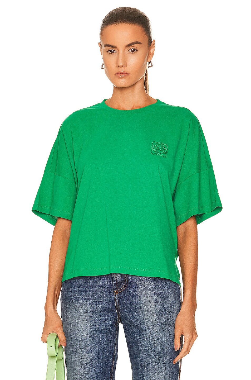 Image 1 of Loewe Short Oversize Anagram T-Shirt in Jungle Green