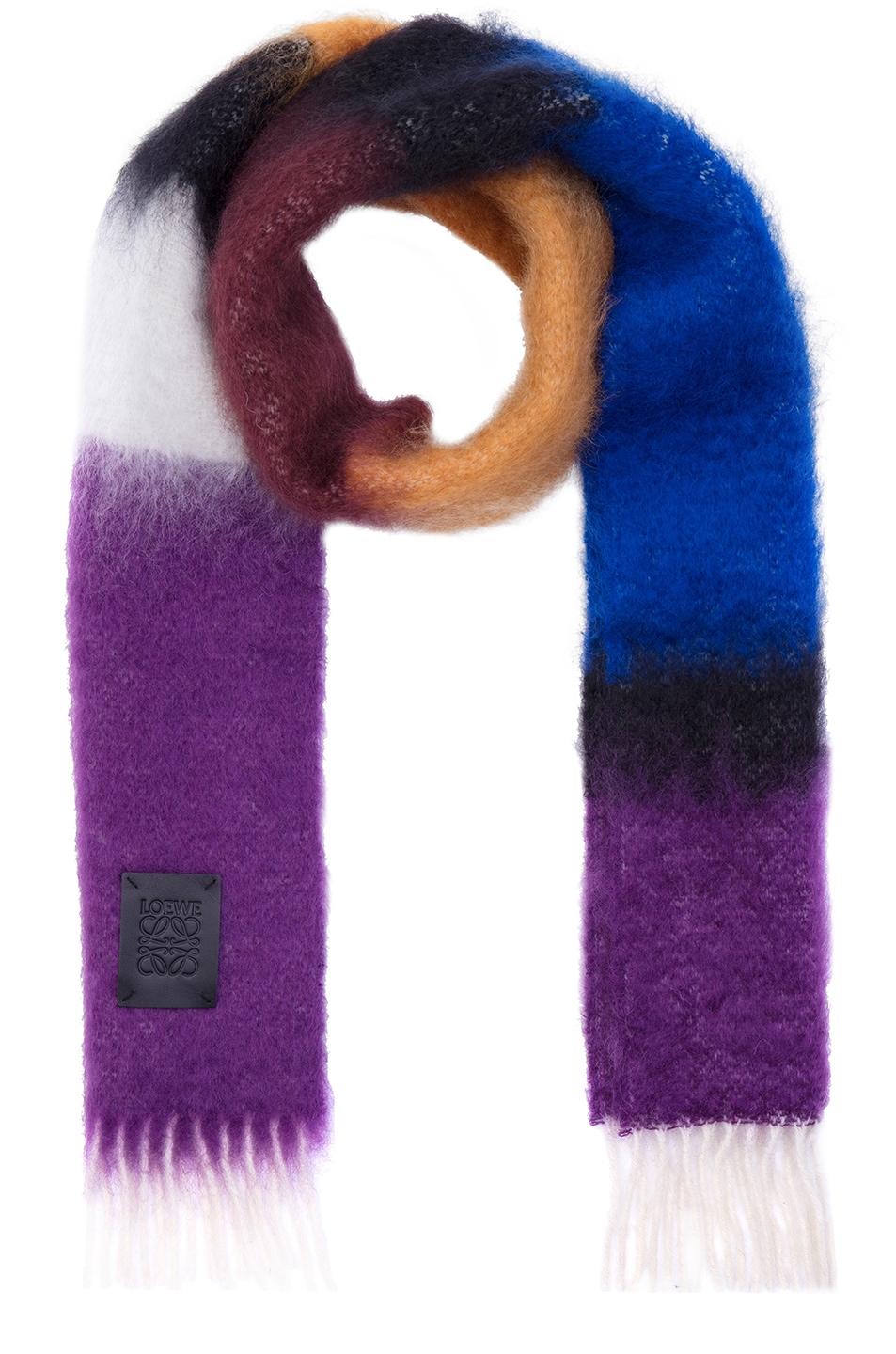 Image 1 of Loewe Stripe Mohair Scarf in Purple & Multicolor