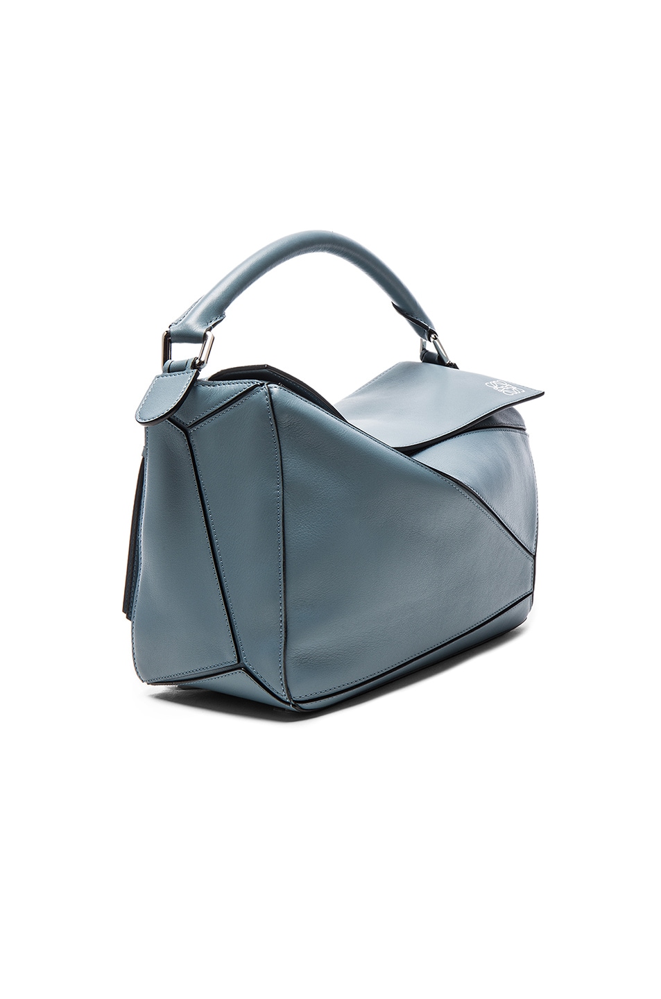 LOEWE Medium Puzzle Leather Top Handle Bag, Light Blue, Stone-Blue ...
