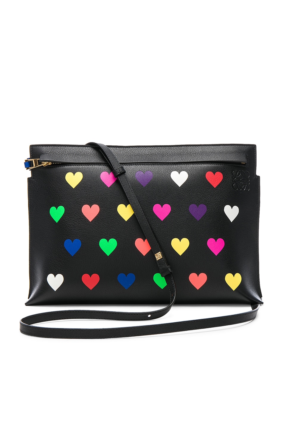 Image 1 of Loewe T Pouch Hearts Bag in Black & Multicolor