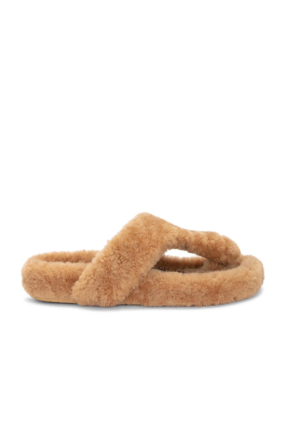 Loewe Ease Shearling Sandal in Medium Concealer | FWRD