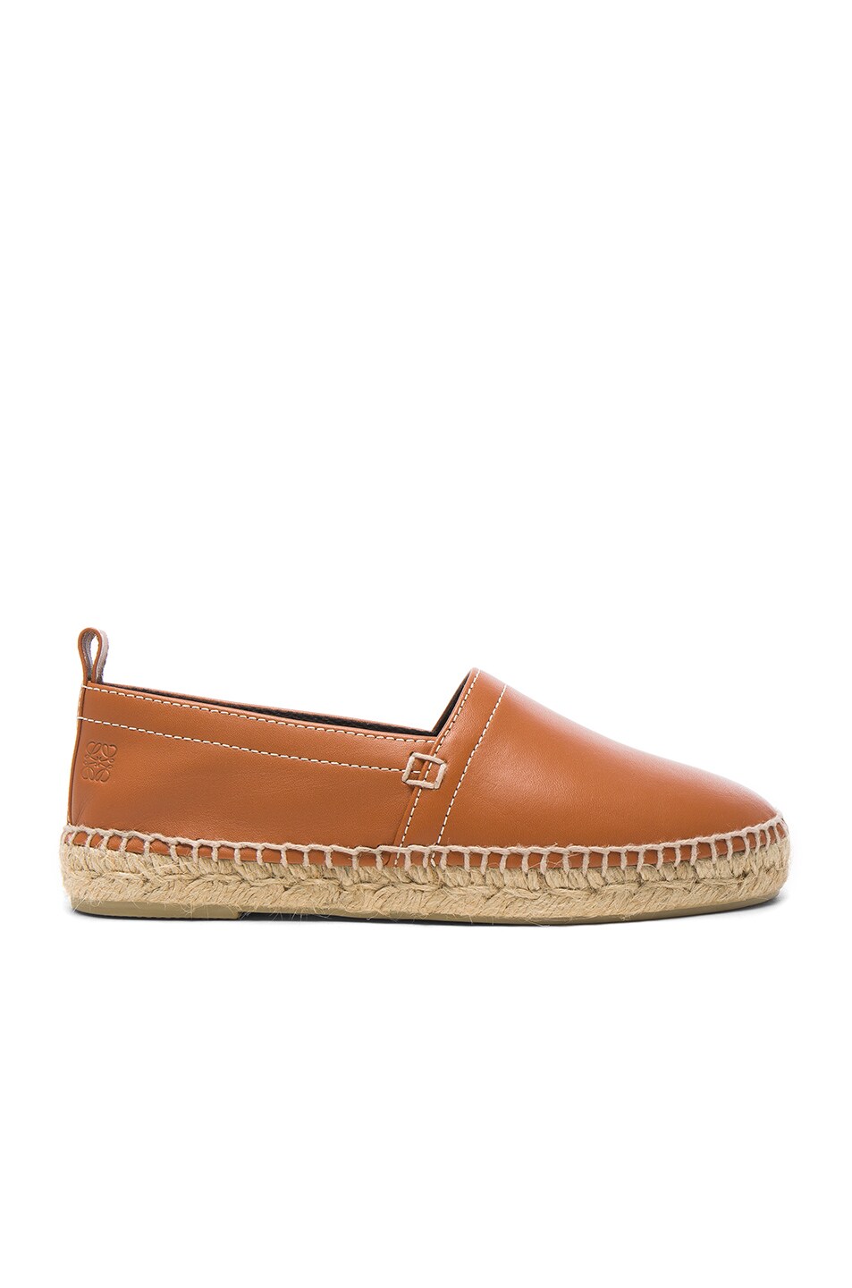 Image 1 of Loewe Contrast Stitching Leather Espadrilles in Tan