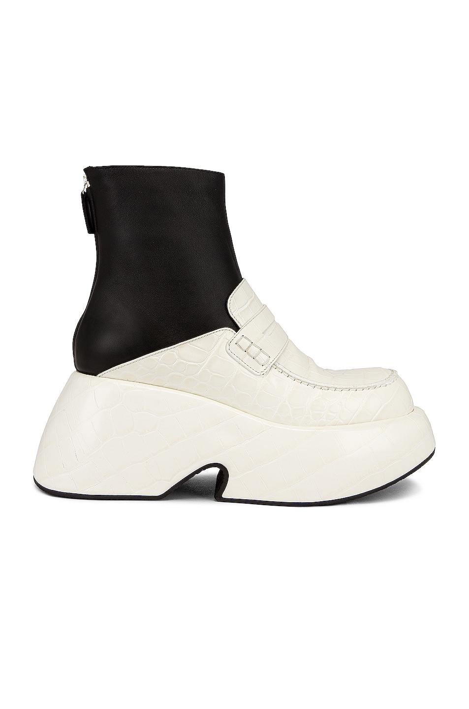 Image 1 of Loewe Wedge Loafer Boot in Soft White & Black