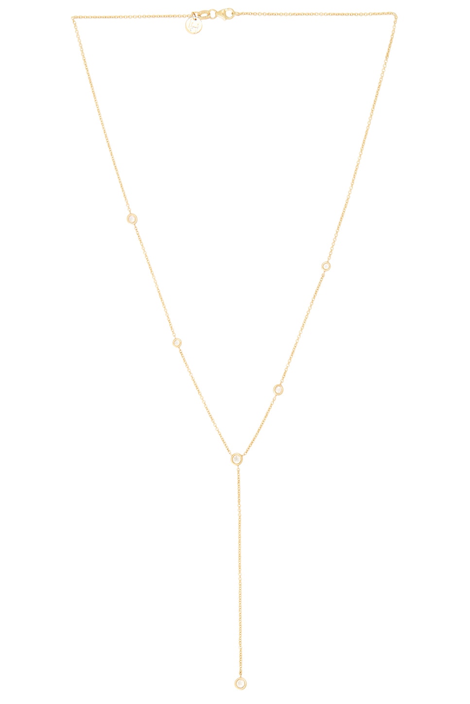Logan Hollowell Moonstone Star Droplet Lariat Necklace In Gold