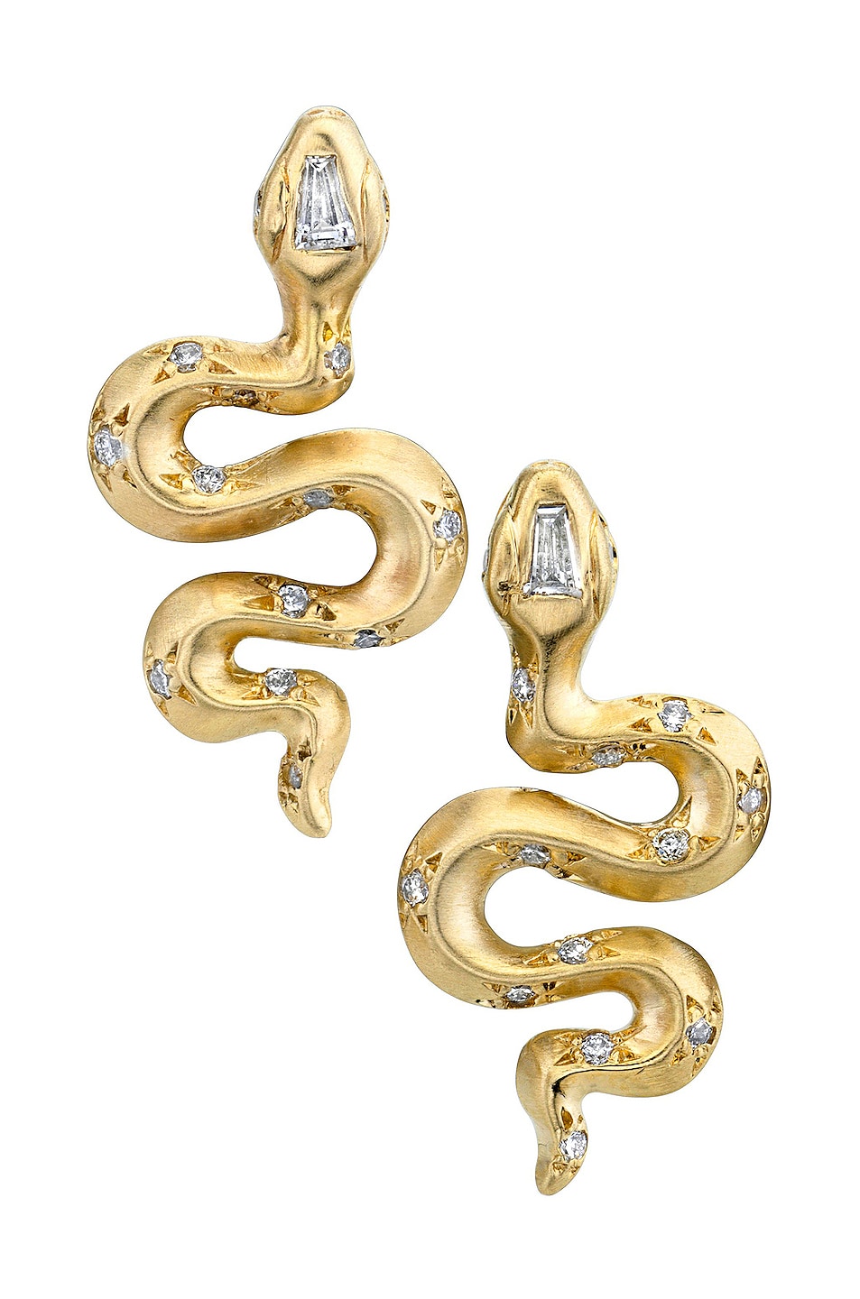 Image 1 of Logan Hollowell Kundalini Snake Studs with Start Set Diamonds in 14k Gold