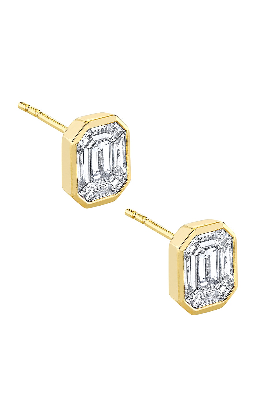 Image 1 of Logan Hollowell Mosaic Diamond Emerald Cut Stud Earrings in 14k Yellow Gold