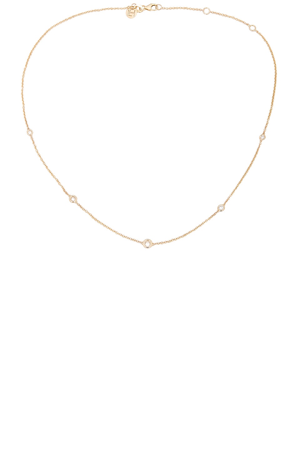 Image 1 of Logan Hollowell 5 Diamond Orbit Bezel Choker in 14k Gold & White Diamond