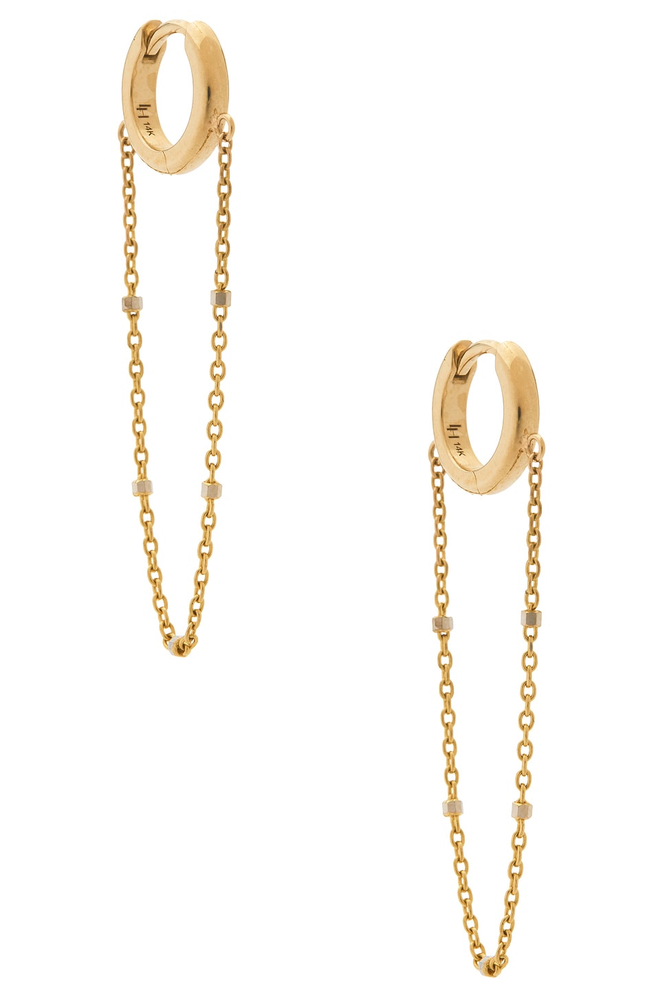 Logan Hollowell Mini Goddess Twinkle Chain Hoop Earrings In Gold