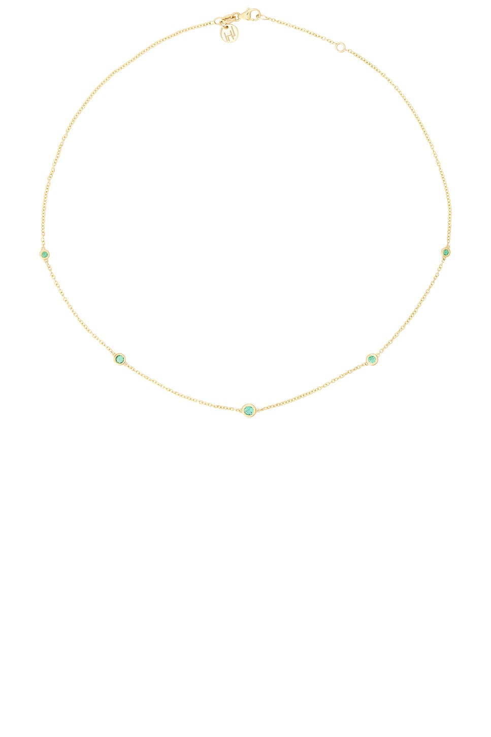 Logan Hollowell 5 Emerald Orbit Bezel Choker Necklace In Gold