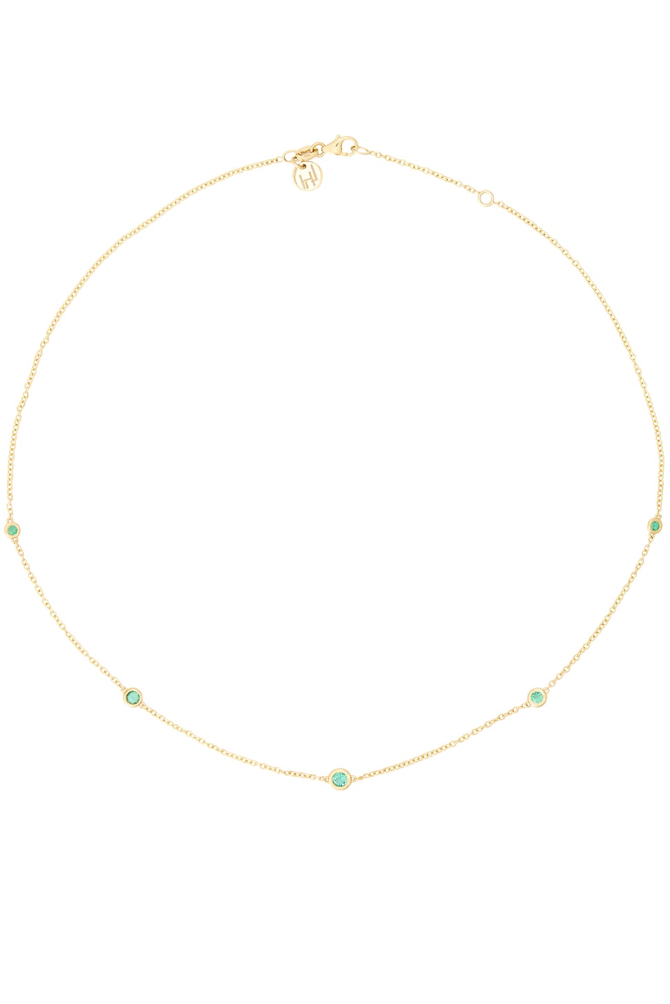 Logan Hollowell 5 Emerald Orbit Bezel Choker Necklace In Gold