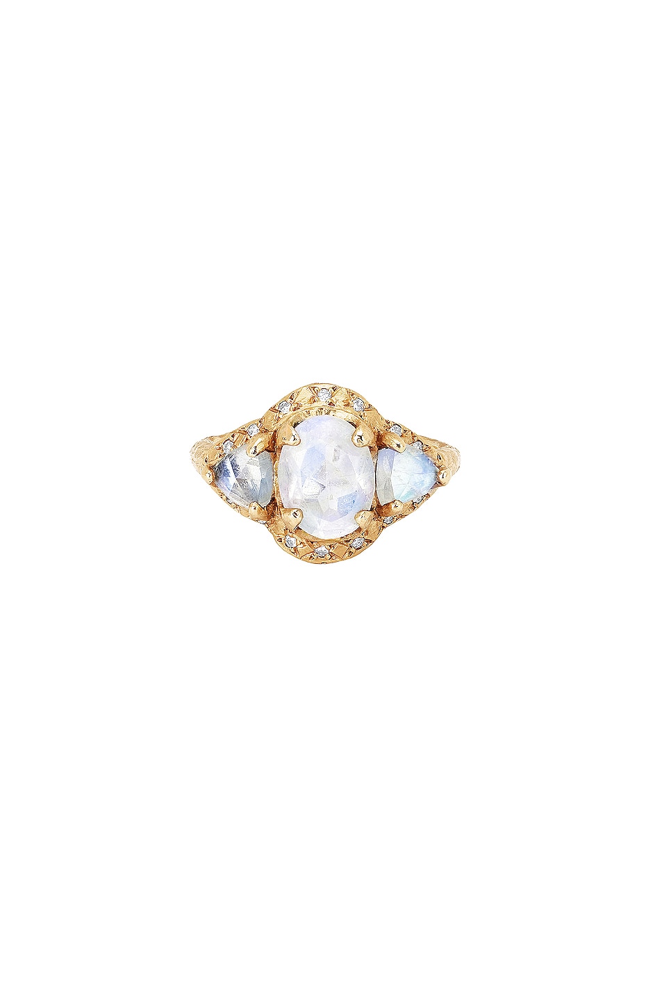 Image 1 of Logan Hollowell Queen Triple Goddess Trillion Moonstone Ring in Gold
