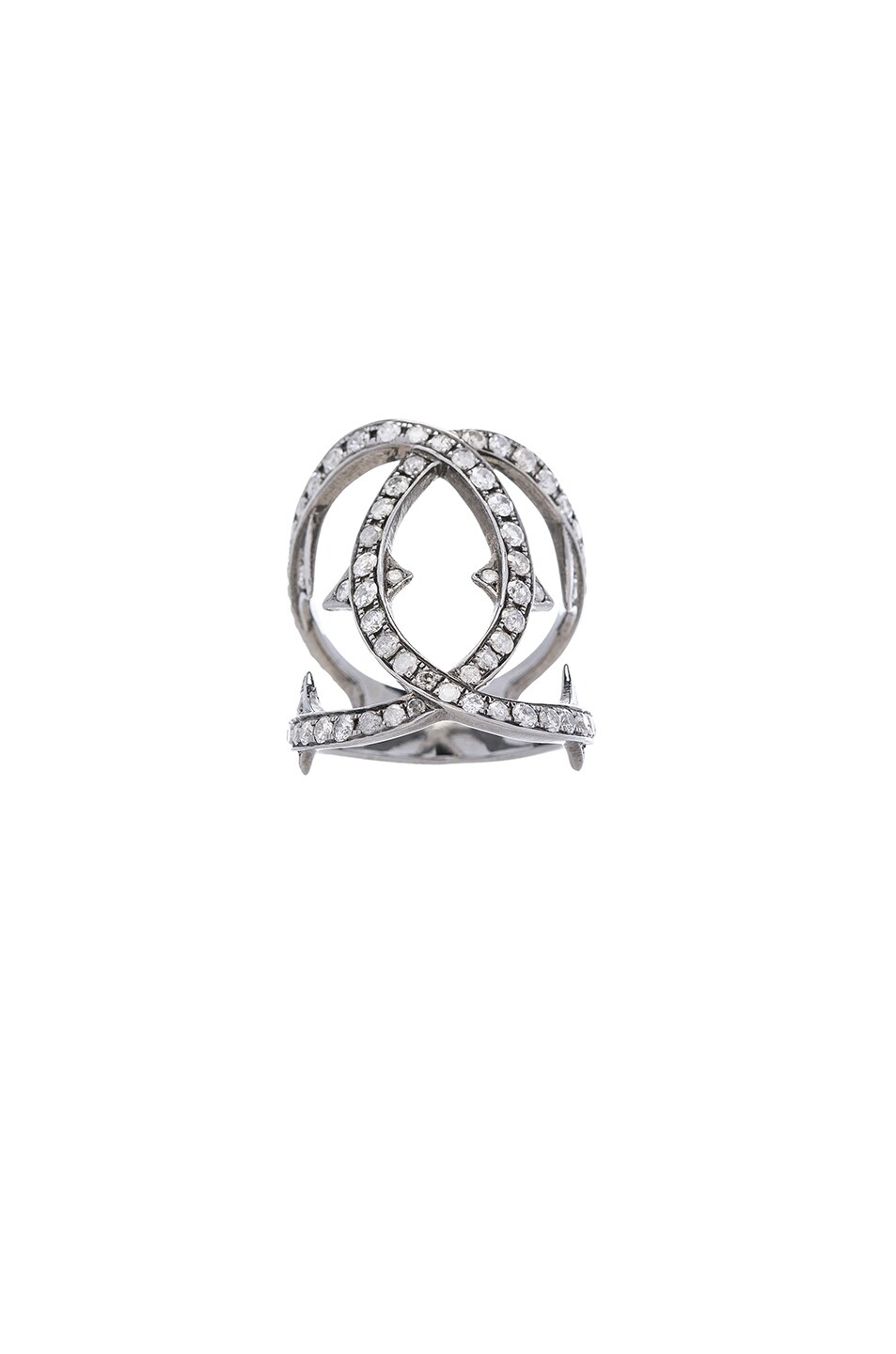 Image 1 of Loree Rodkin Spiked Diamond Loop Ring in Silver