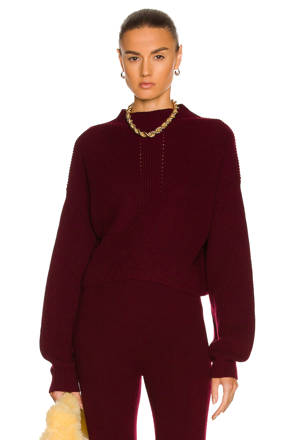 Image 1 of Le Ore Lodi Pointelle Knit Pullover Sweater in Ruby
