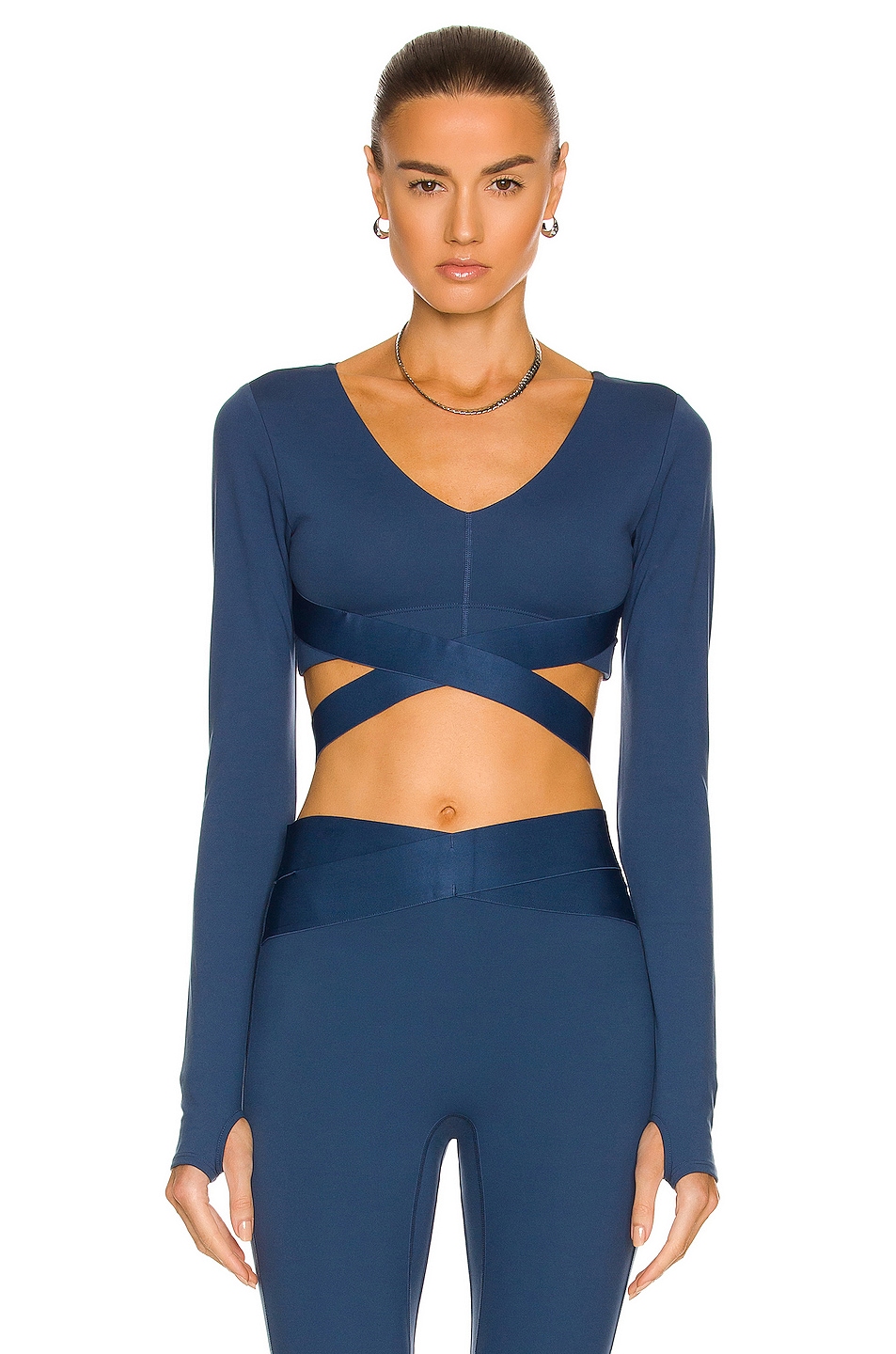 Image 1 of Le Ore Corso Crossover Long Sleeve Top in Night