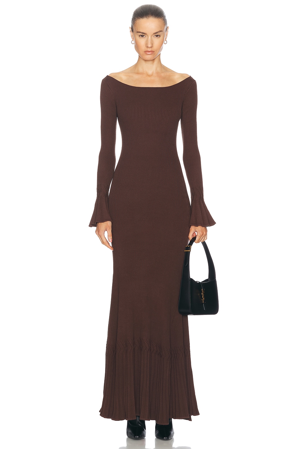 Lainey Maxi Knit Dress in Chocolate