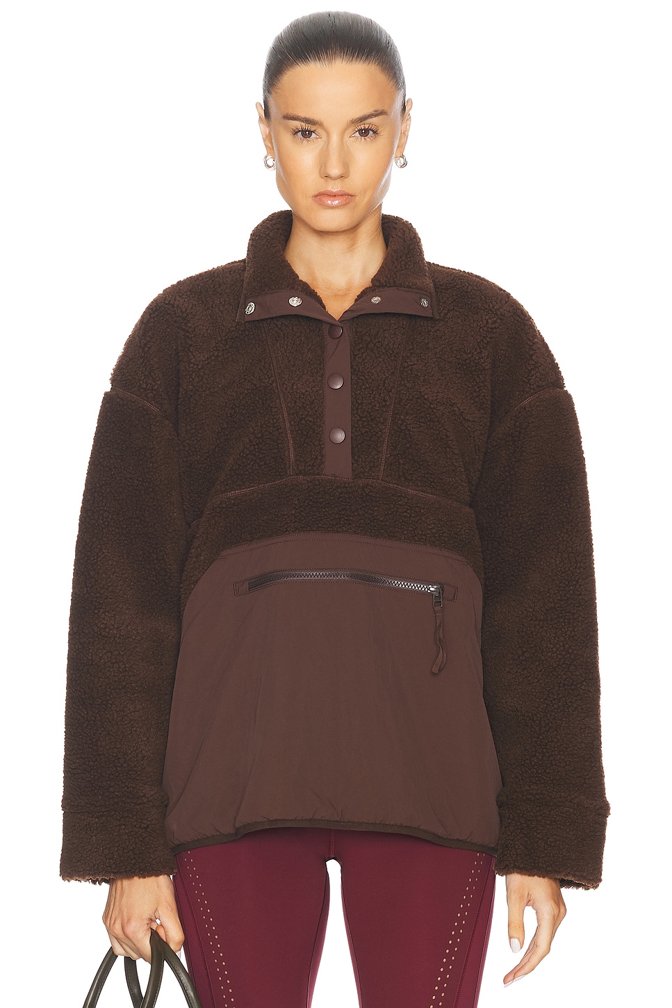 Image 1 of LPA Snap Front Pullover in Chocolate Brown