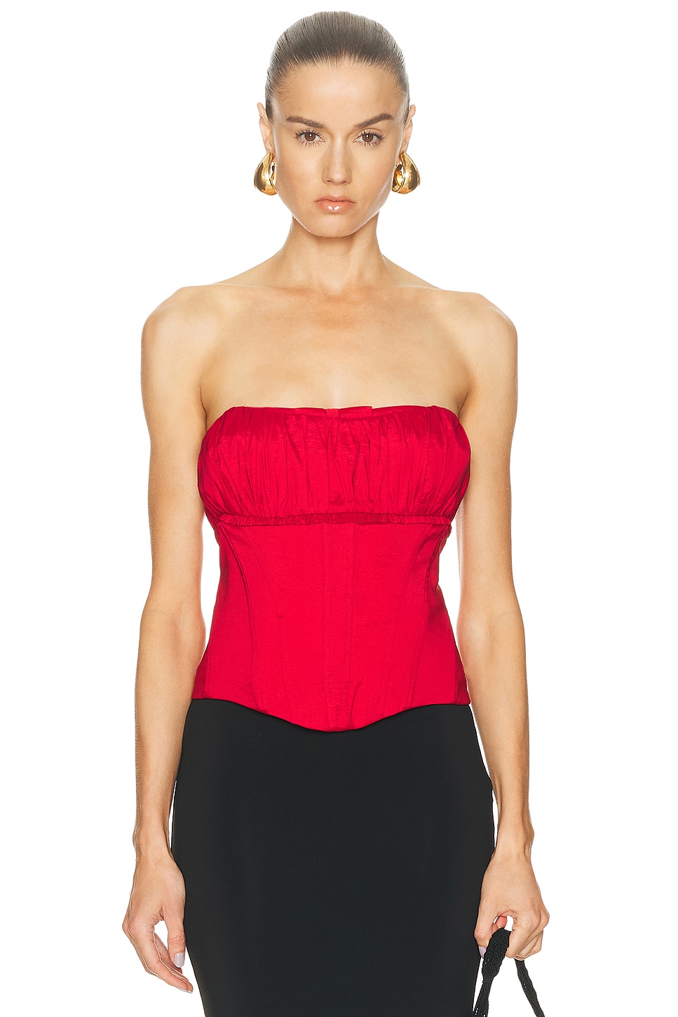 Image 1 of LPA Audrey Corset Top in Dark Red