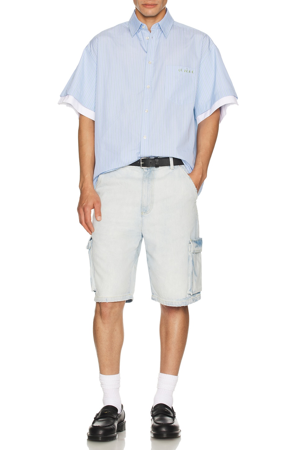 Image 1 of Le Père Star Drover Cargo Short in Faded Blue