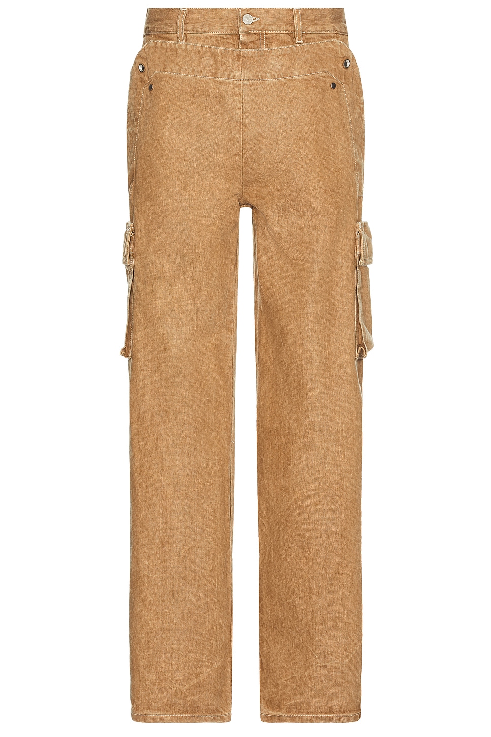 Peek-A-Boo Denim Trouser in Tan