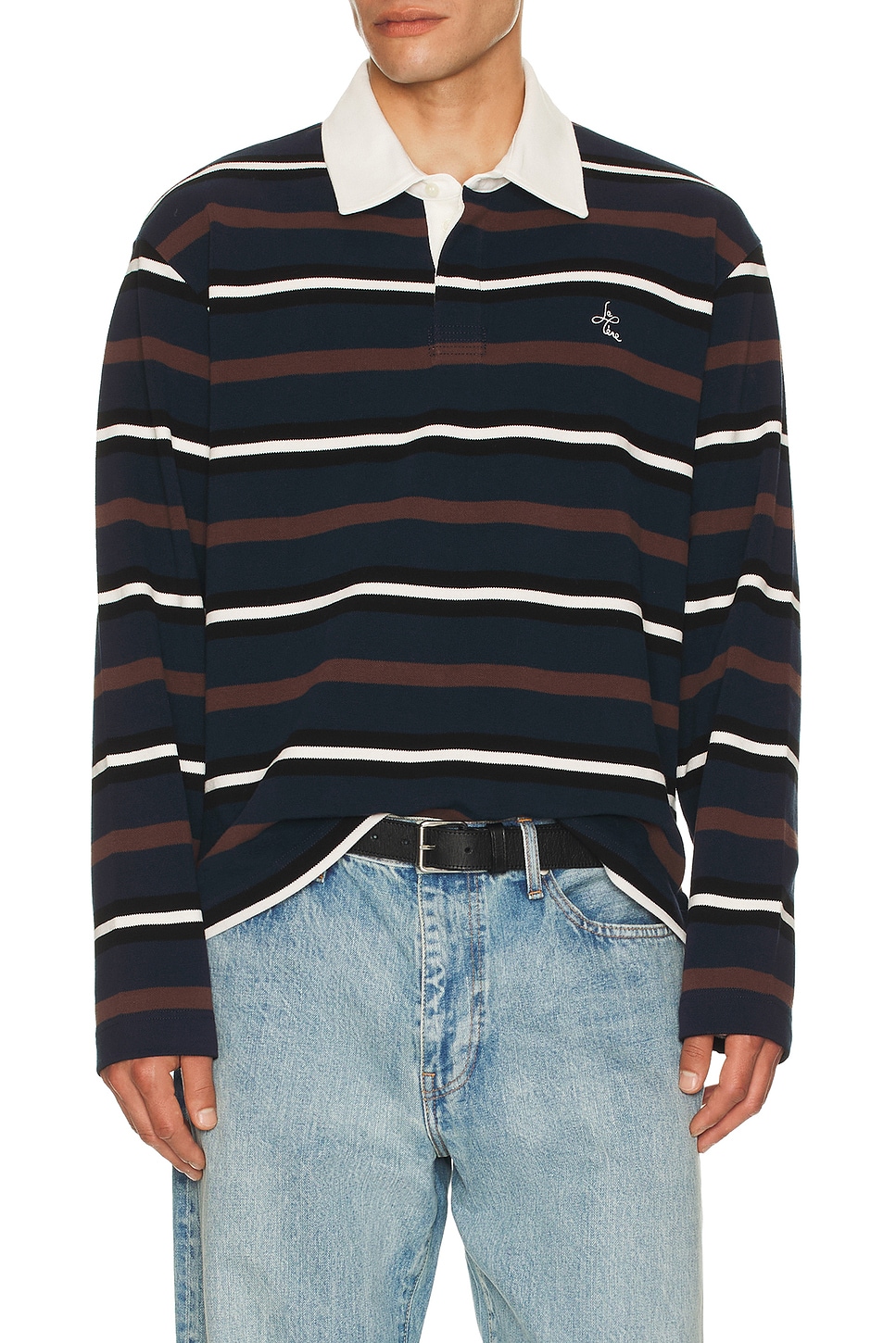 Image 1 of Le Pre Le Pere Long Sleeve Rugger in Soulier Stripe