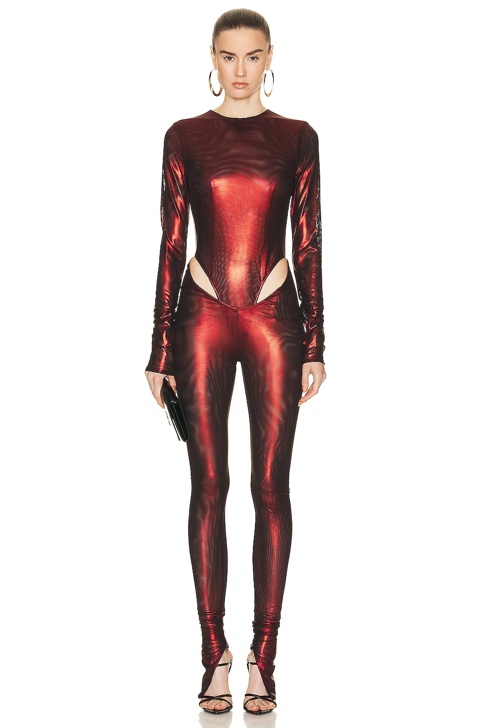 Image 1 of LaQuan Smith Hip Cut Out Jumpsuit in Oxblood