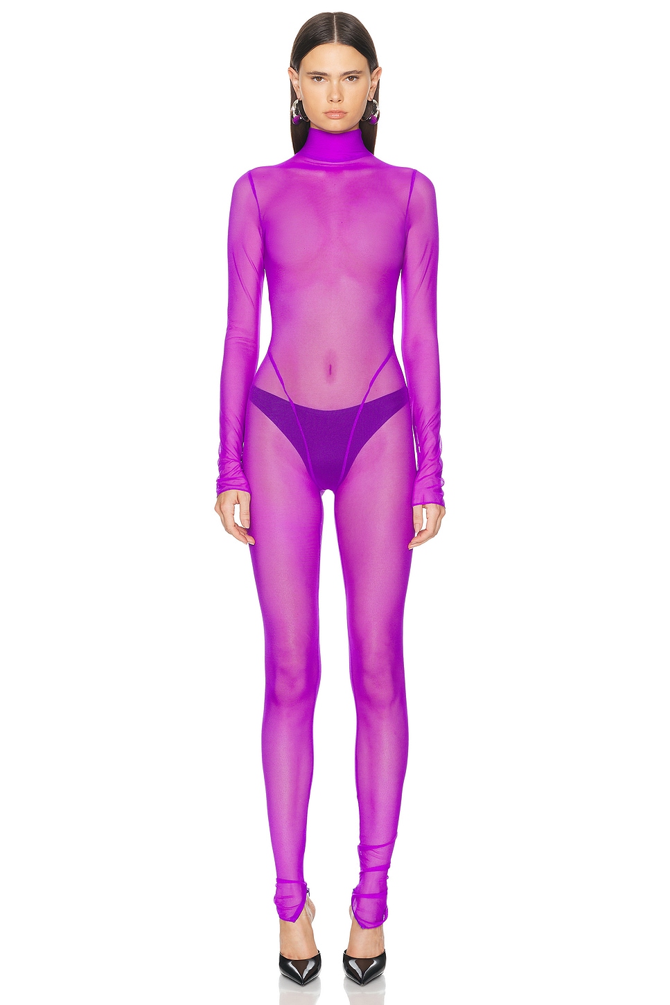 Image 1 of LaQuan Smith Long Sleeve Jumpsuit in Grape