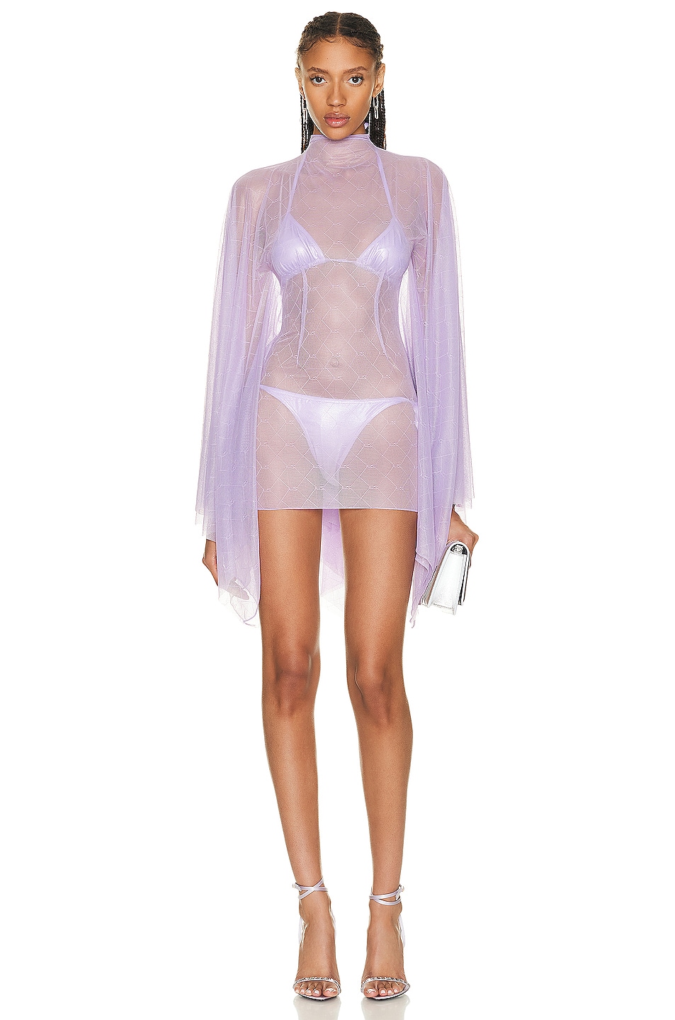 Image 1 of LaQuan Smith Mini Dolman Sleeves Dress in Lilac