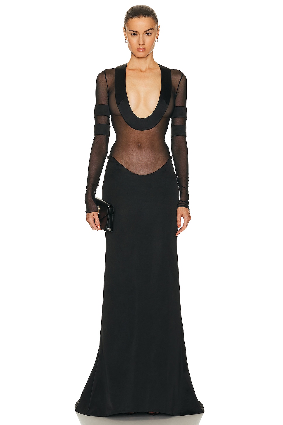 Image 1 of LaQuan Smith Scoop Neck Gown in Black