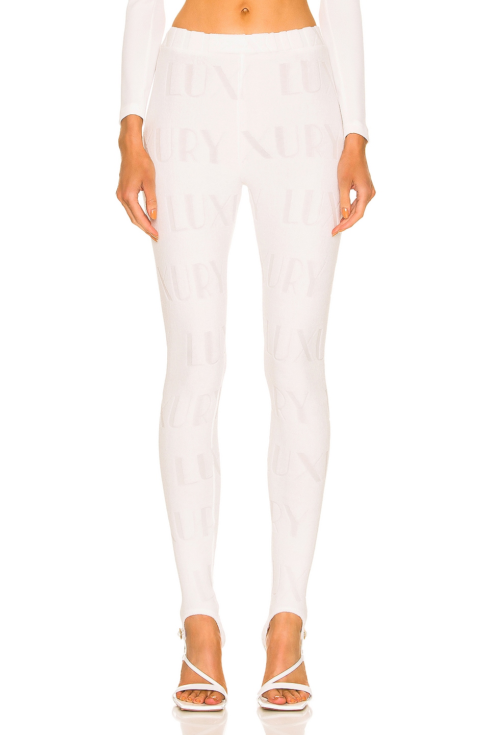 Image 1 of LaQuan Smith Luxury Etched Stirrup Legging in White