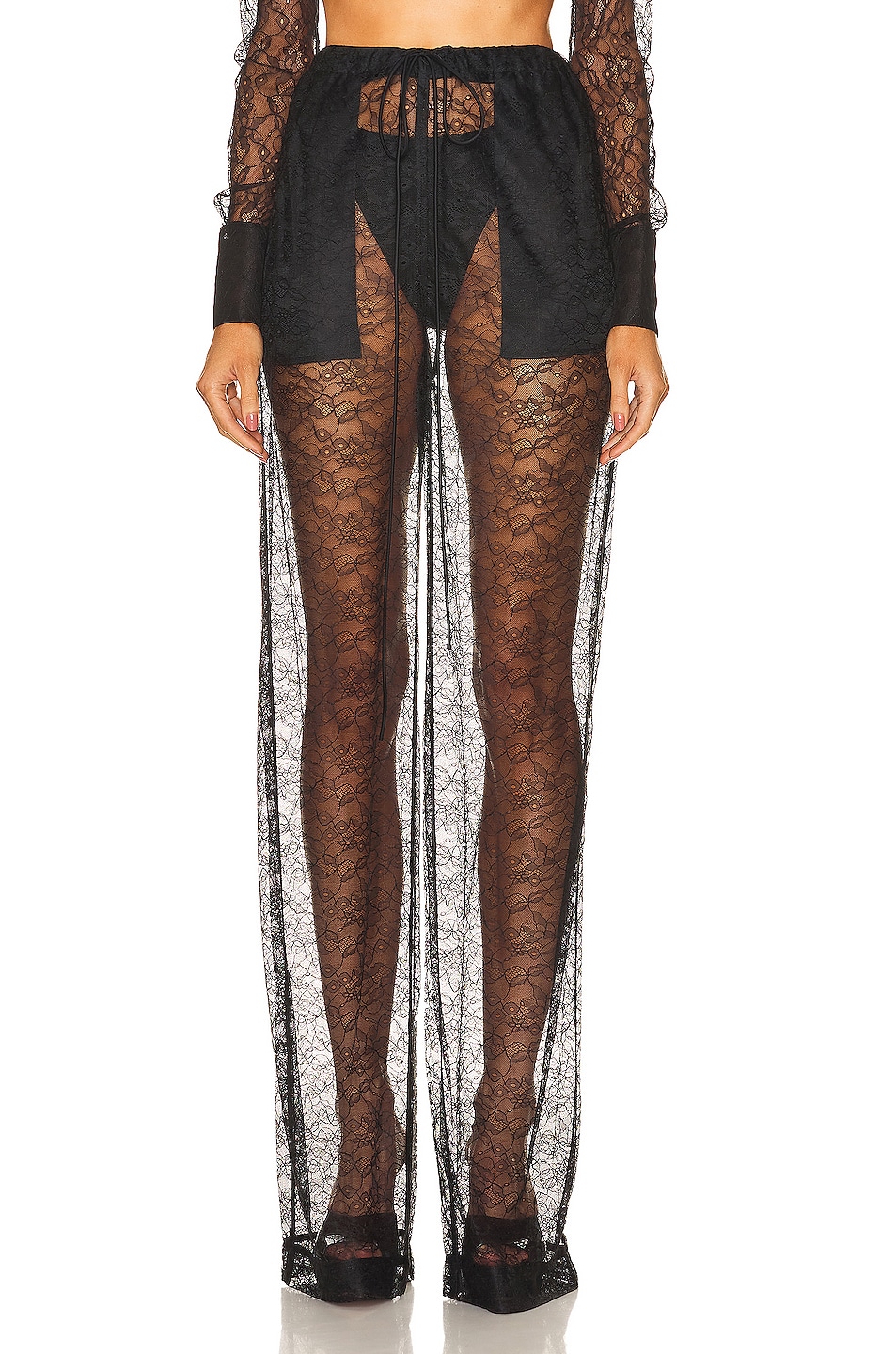 Image 1 of LaQuan Smith Lace Pajama Pant in Black