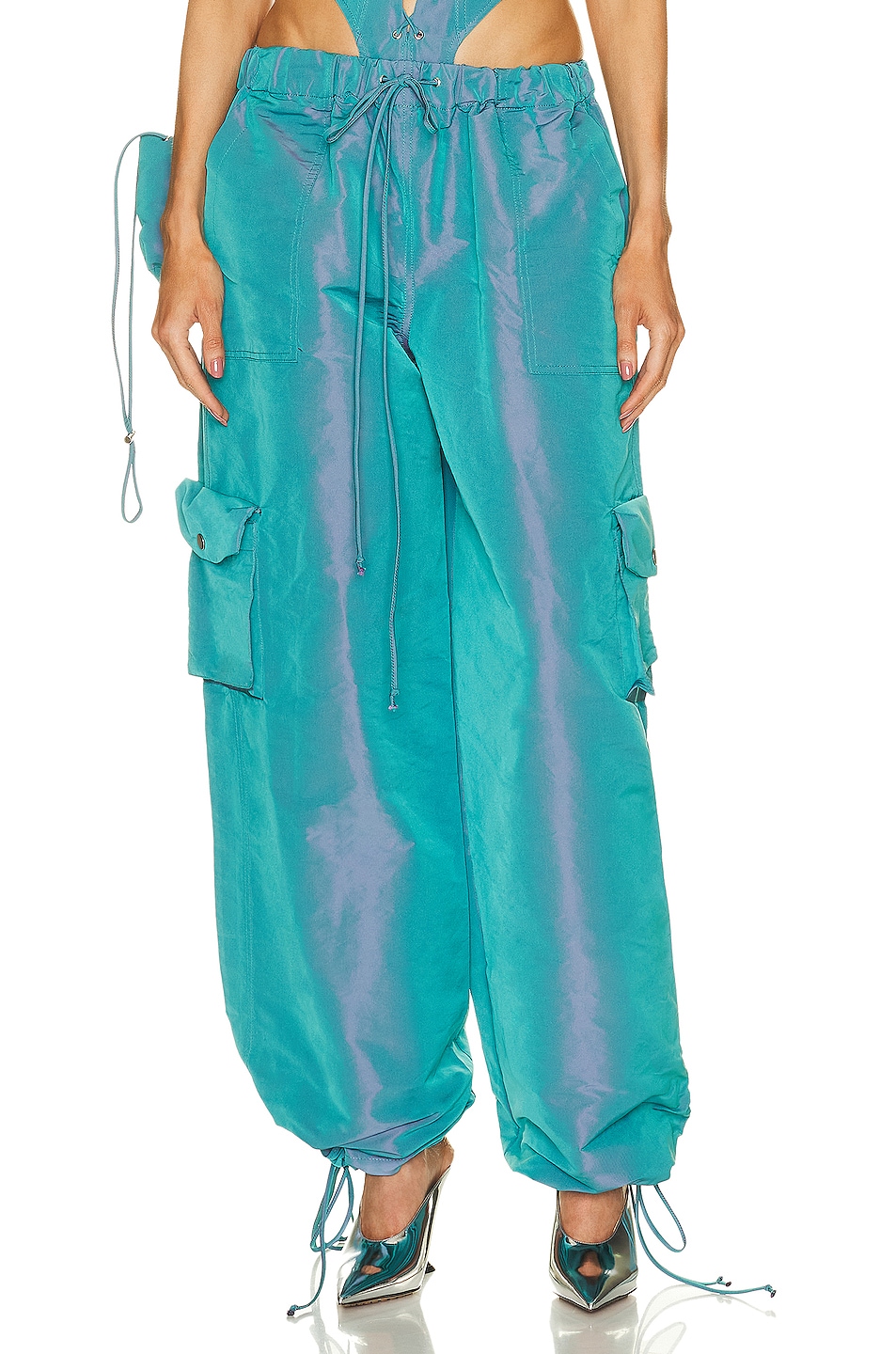 Image 1 of LaQuan Smith Low Rise Utility Pant in Aqua