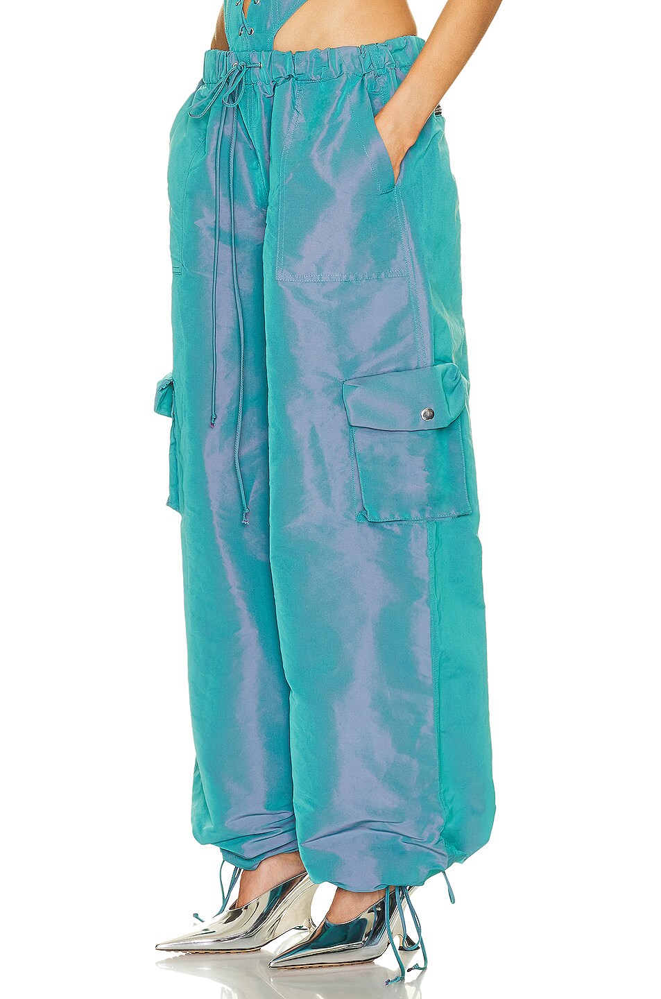 LaQuan Smith Low Rise Utility Pant in Aqua FWRD