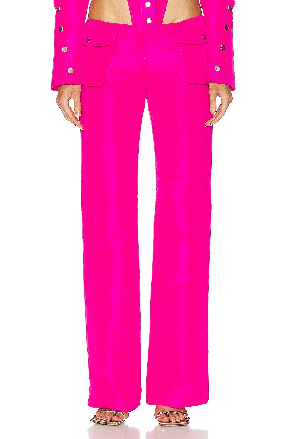 Image 1 of LaQuan Smith Low Rise Utility Trouser in Fuchsia