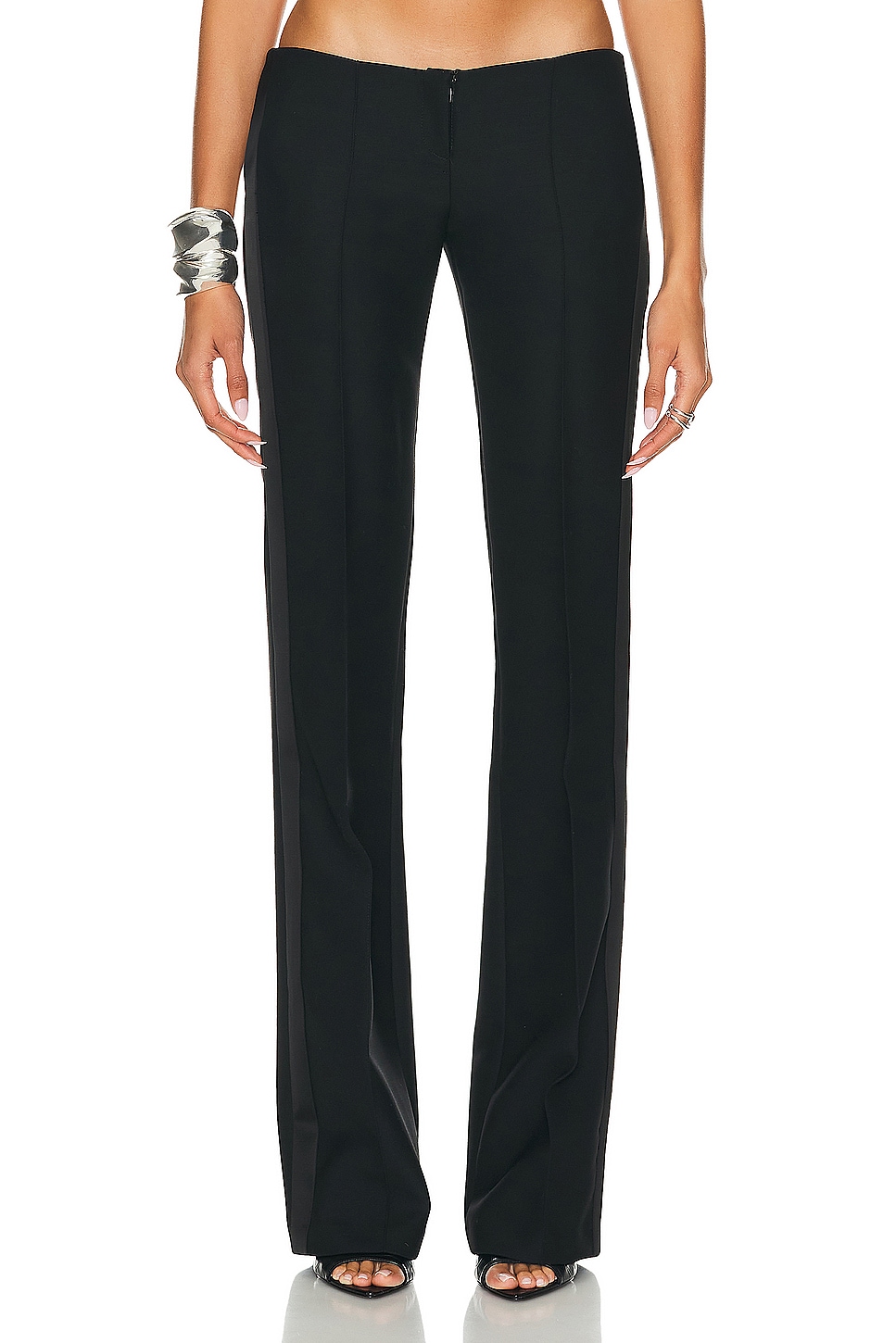 Image 1 of LaQuan Smith Low Rise Tuxedo Trouser in Black