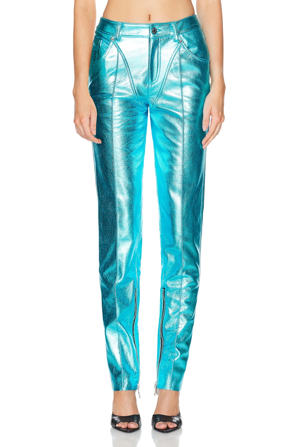 Tapered Zipper Detail Pant in Blue