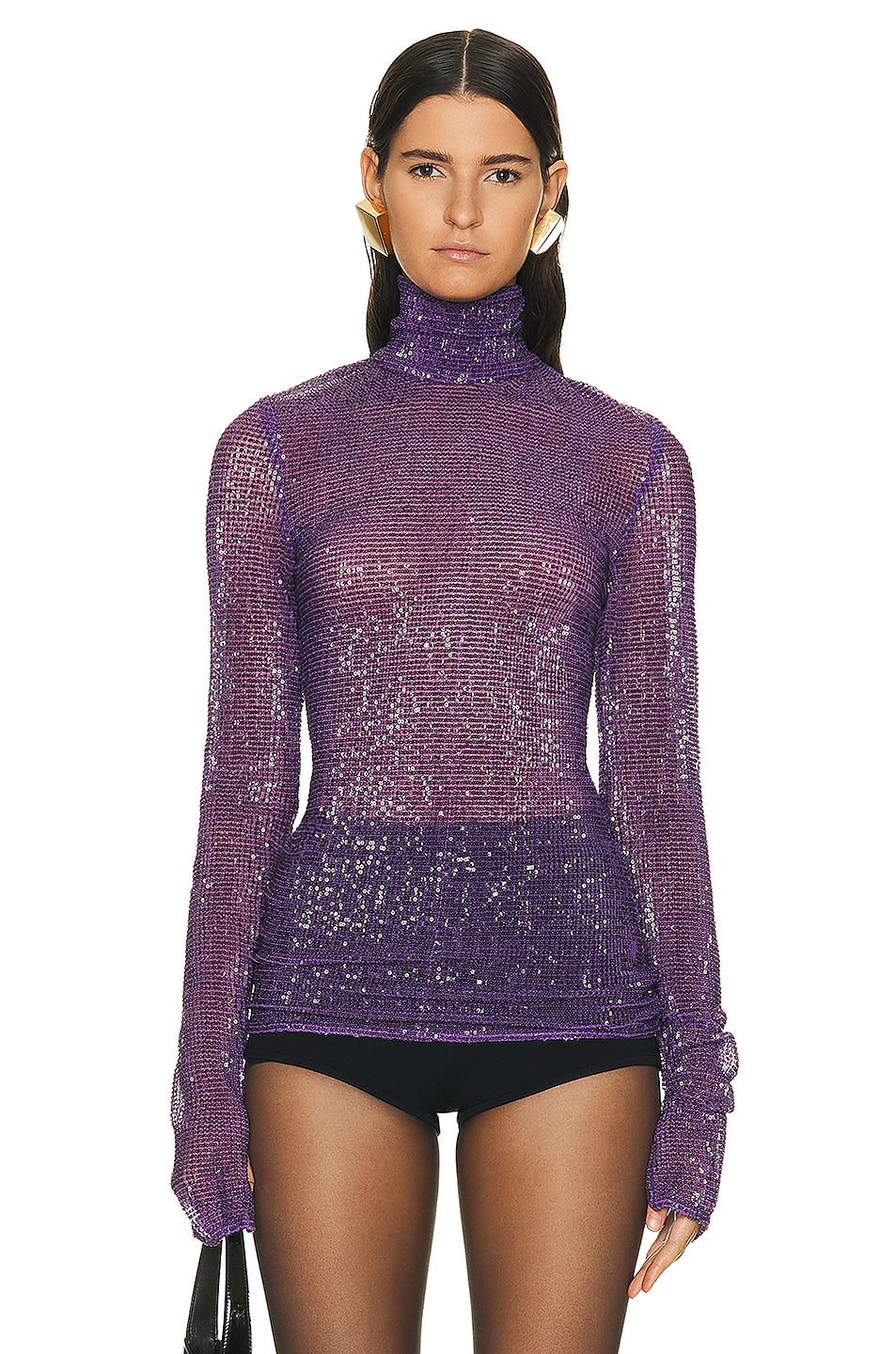 Image 1 of LaQuan Smith Turtleneck Top in Grape